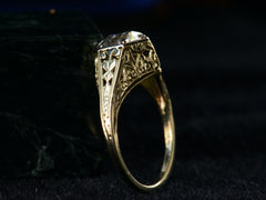 thumbnail of c1920 0.94ct Diamond Hexagonal Filigree Ring (angled side profile on background)