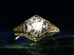 thumbnail of c1920 0.94ct Diamond Hexagonal Filigree Ring (front view on dark background)