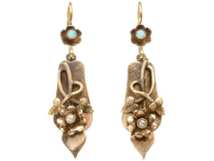 thumbnail of c1940 Yellow Gold Floral Portuguese Earrings (on white background)