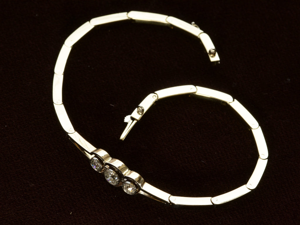 c1910 Three Diamond Bracelet (shown open)