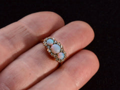 c1890 Opal & Diamond Ring (on finger for scale)