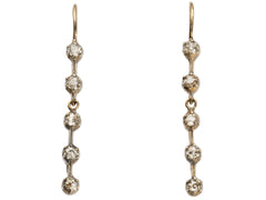 thumbnail of c1900 Five Diamond Drop Earrings in Yellow Gold (shown on white background)