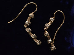 thumbnail of Side profile of c1900 Five Diamond Drop Earrings in Yellow Gold (showing hinged drops)