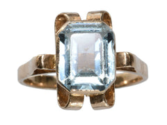 thumbnail of c1920 Art Deco Aquamarine and Rose Gold Ring (on white background)
