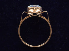 thumbnail of Side Profile of c1920 Art Deco Aquamarine and Rose Gold Ring (on dark background)