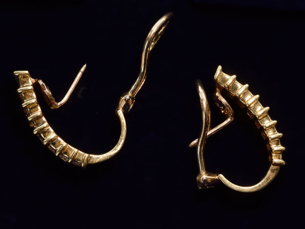 c1980 Diamond Baguette Earrings (back side detail view)