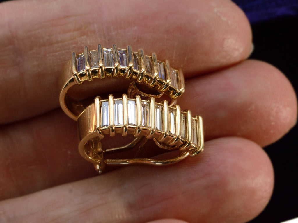 c1980 Diamond Baguette Earrings (on hand for scale)