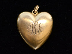 thumbnail of c1900 "BF" Heart Locket (front on black background)