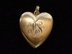 thumbnail of c1900 "BF" Heart Locket (back showing PS inscription)