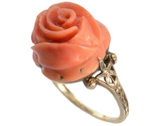 c1930 Art Deco Coral Rose Ring (on white background)