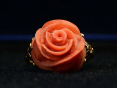 c1930 Art Deco Coral Rose Ring (front view)