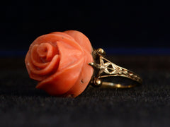 c1930 Art Deco Coral Rose Ring (side view)