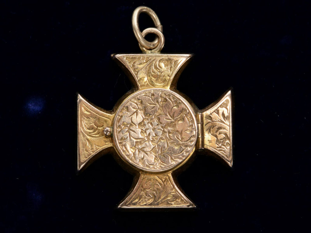 1901 English Cross Locket (on black background)