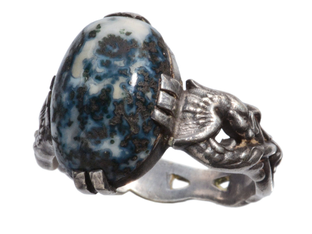c1900 Dragon Agate Ring (on white background)