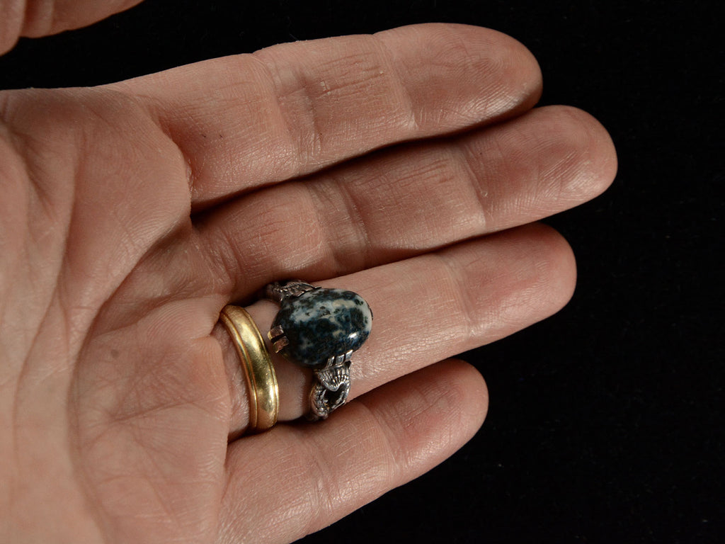 c1900 Dragon Agate Ring (on finger for view)