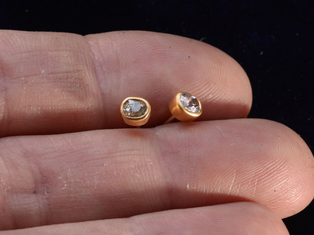 EB 0.54ctw Old Mine Studs (on hand for scale)