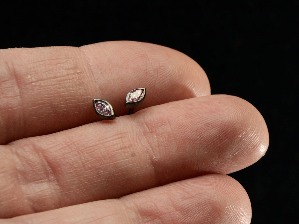 EB Pink Diamond Studs (on hand for scale)