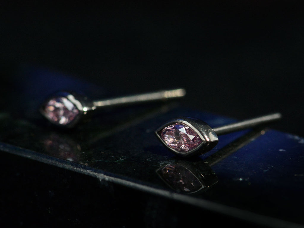 EB Pink Diamond Studs (side view)