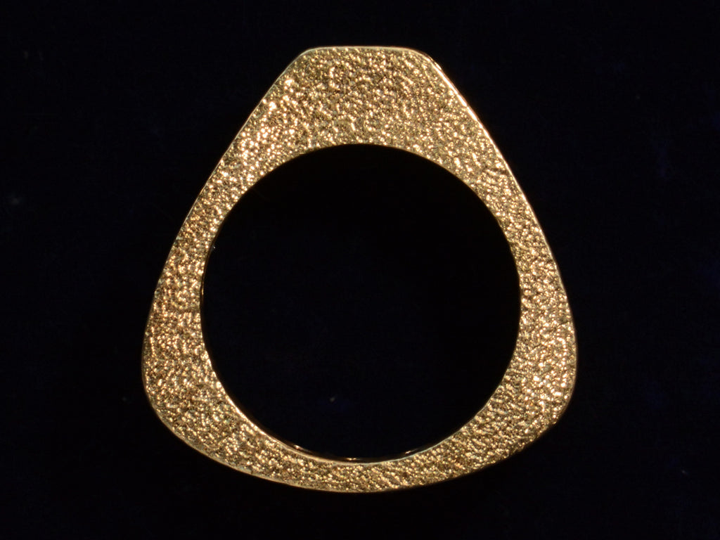Profile view of c1970 Emerald & Diamond Ring in Yellow and White Gold (shown on dark background)