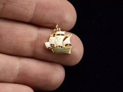 thumbnail of c1960 Enamel Galleon Charm (on hand for scale)