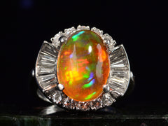 c1950 Mexican Fire Opal Ring (on black background)