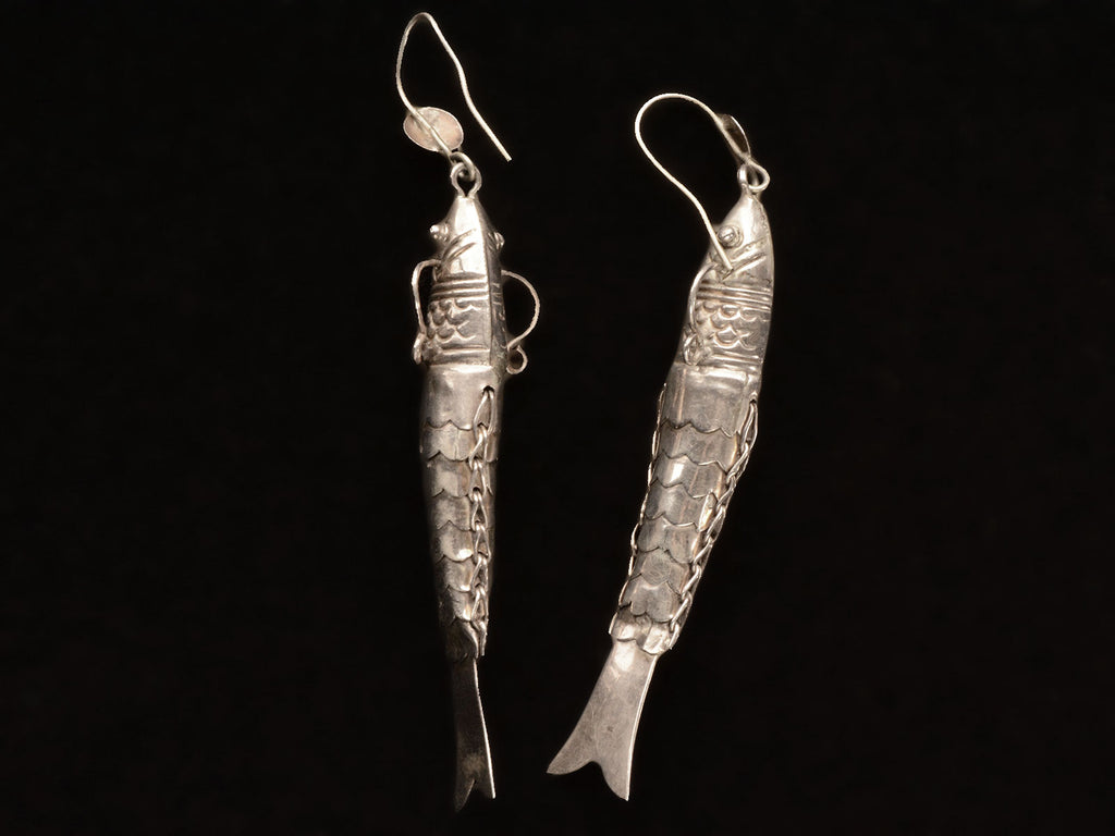 c1970 Articulated Fish Earrings (backside)