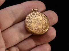 thumbnail of c1900 Floral Gold Locket (on hand for scale)