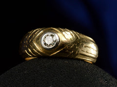 thumbnail of Right angled view of c1920 French Art Deco Diamond Ring in Yellow Gold (shown dark background)