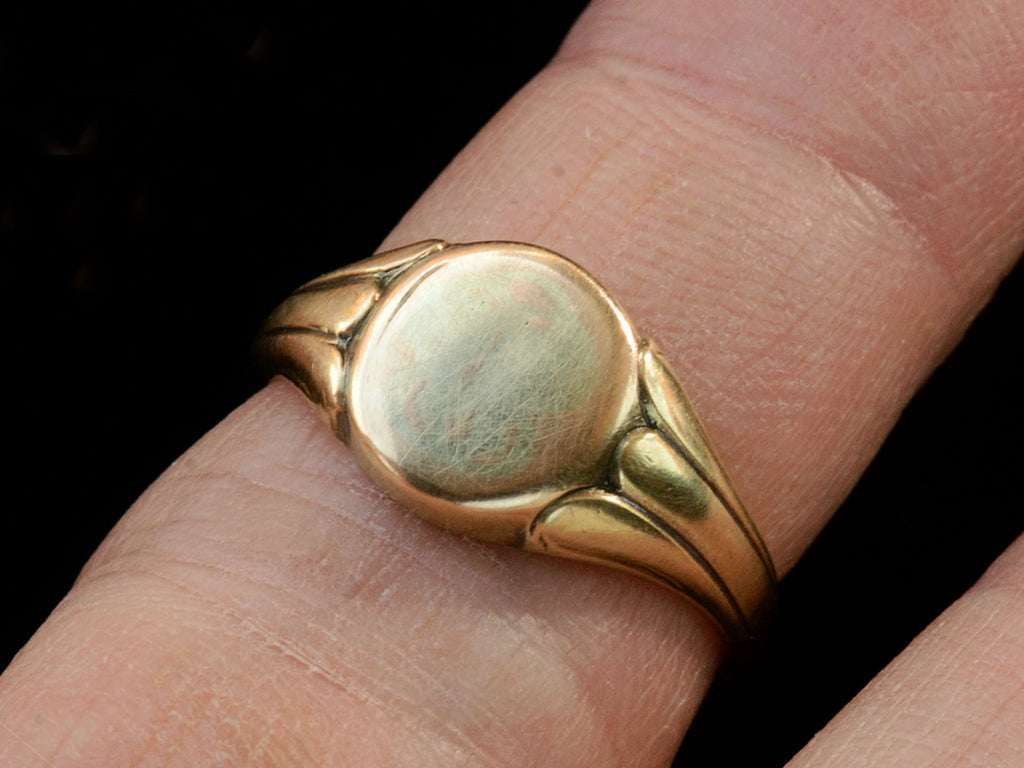 c1910 French Signet Ring (on finger for scale)