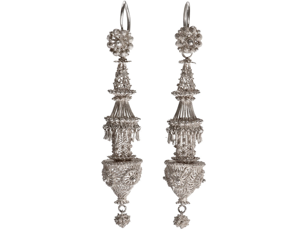 c1800 Silver Cannetille Earrings (on white background)