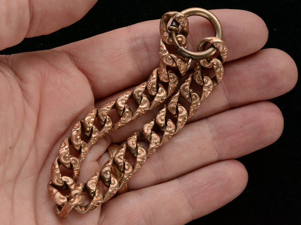 c1890 Rose Gold Filled Chain Bracelet (shown hand for scale)