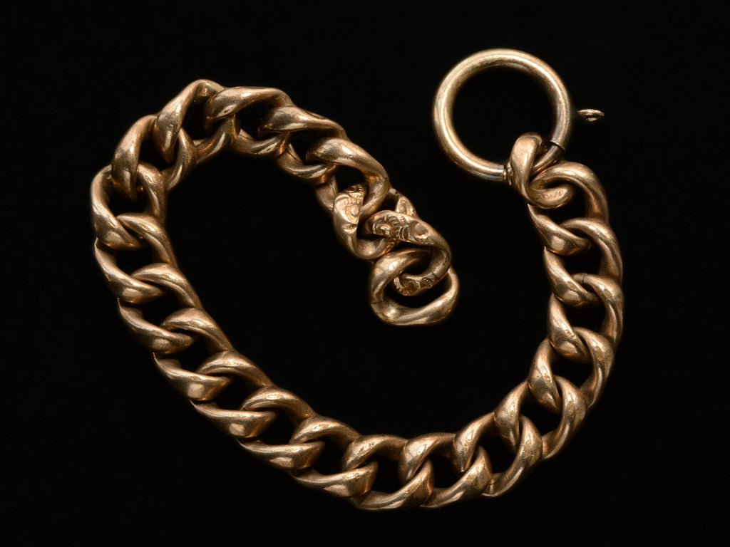 c1890 Rose Gold Filled Chain Bracelet (reverse side shown on black background)