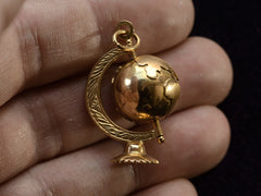 c1980 18K Globe Pendant (on hand for scale)