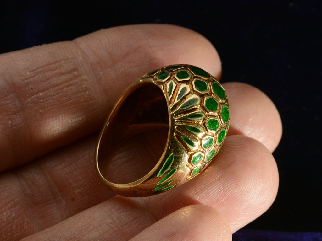 c1970 Domed Enamel Ring (on hand for scale)