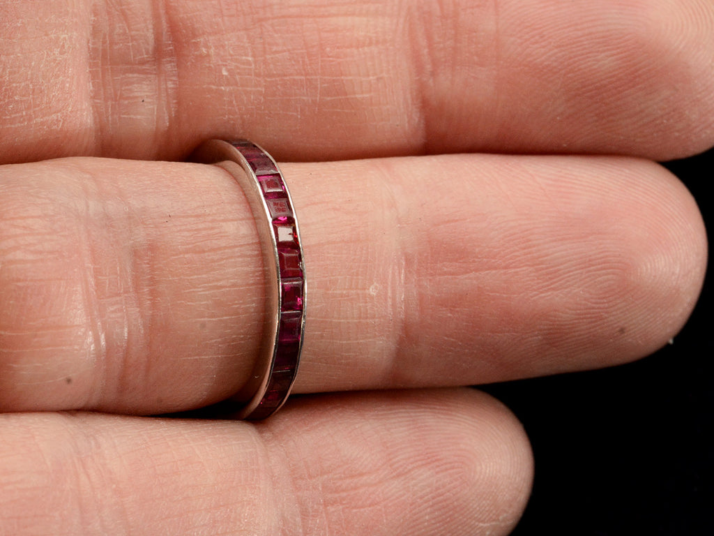 c1930 Caldwell Ruby Band (on finger for scale)