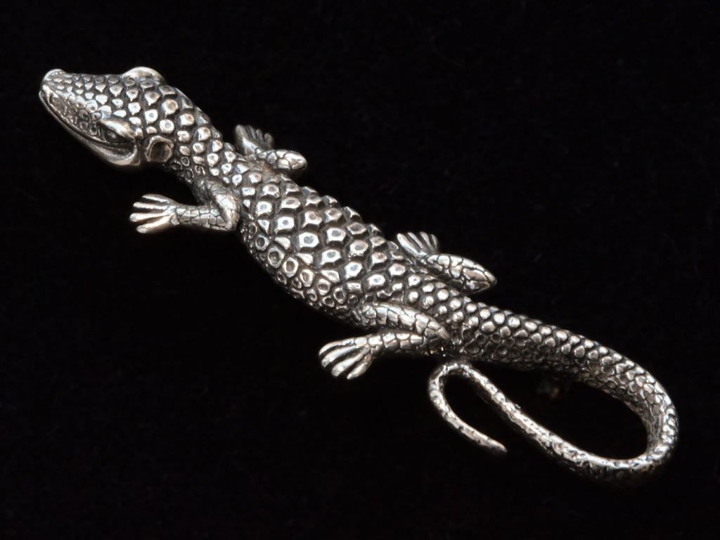 c1980 Silver Lizard Brooch (on black background)