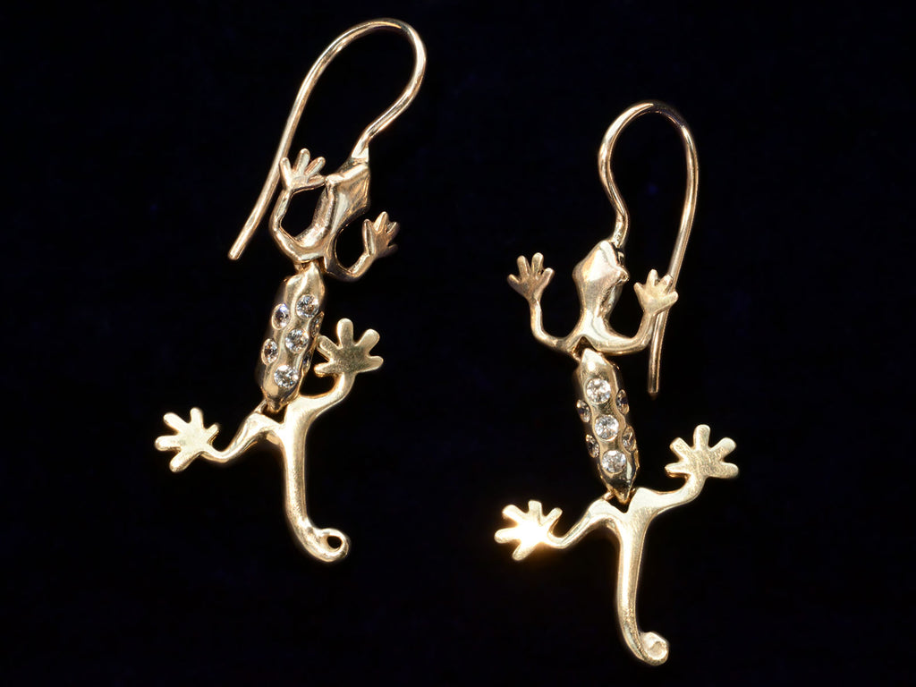 c1990 Diamond Lizard Earrings (on black background)