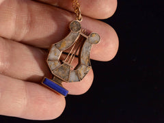 c1870 Gold Quartz Lyre (on hand to show scale)