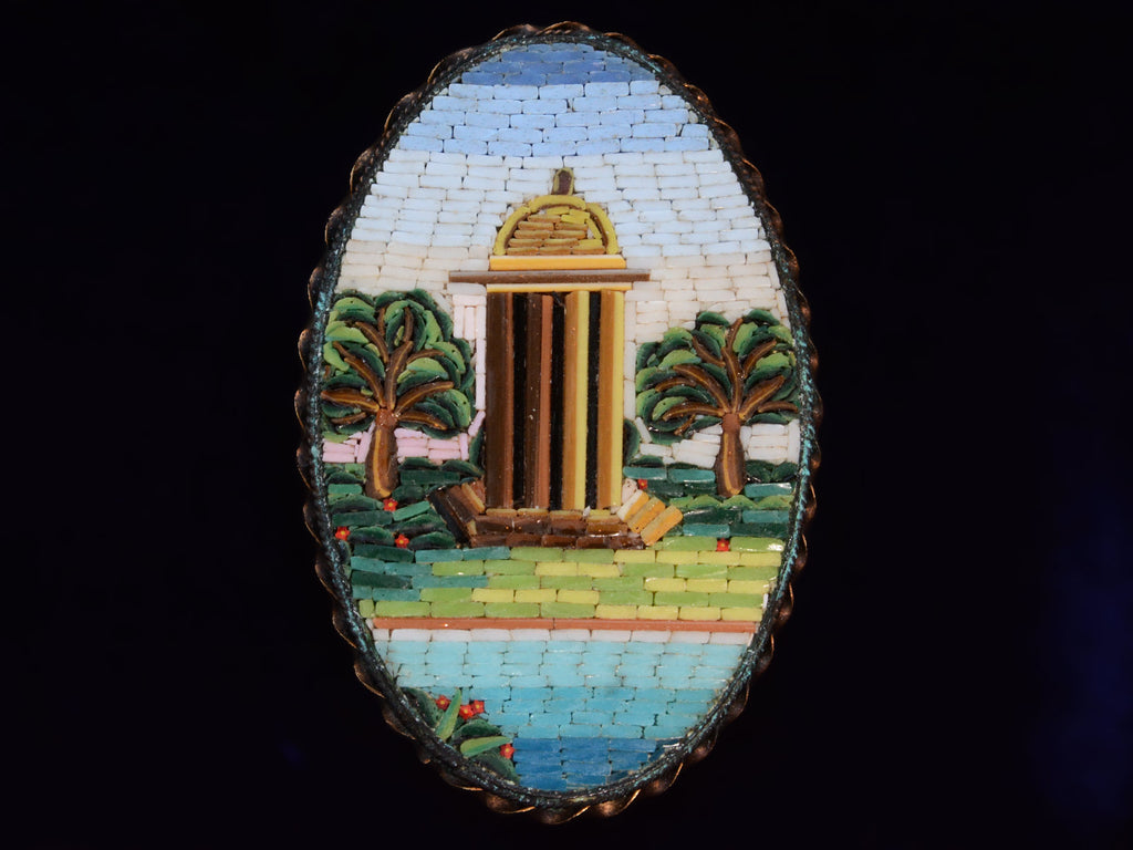 c1870 Micromosaic Brooch (on black background)