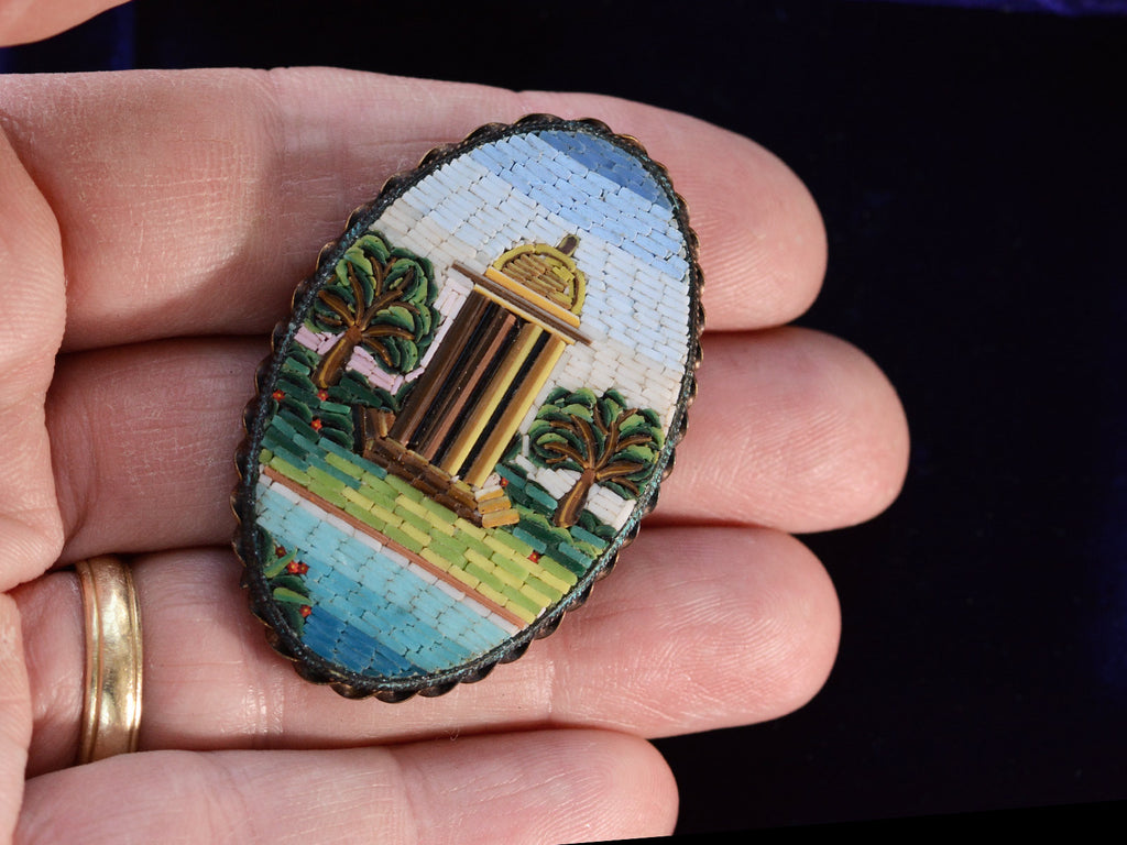 c1870 Micromosaic Brooch (on hand for scale)