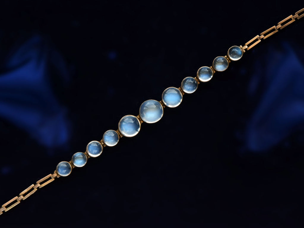 1900 Antique Edwardian Moonstone Bracelet (on dark background)