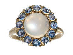 c1910 Moonstone & Sapphire Ring (on white background)