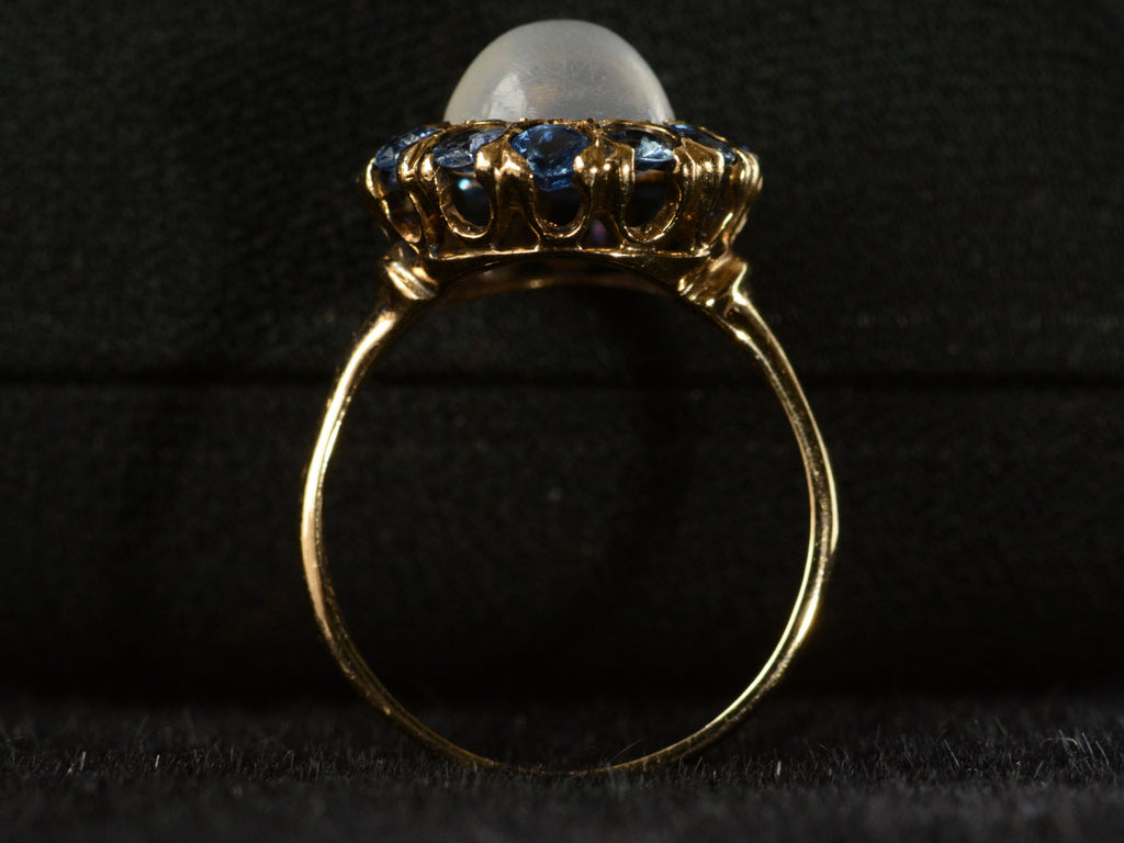 c1910 Moonstone & Sapphire Ring (profile view)