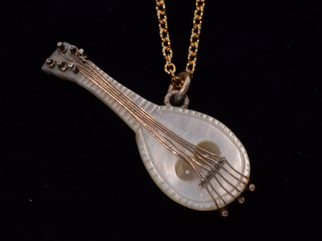 c1890 Mother of Pearl Lute (on black background)