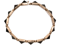 thumbnail of Side profile view of c1890 Pyramidal Onyx and Rose Gold Bracelet