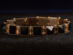 thumbnail of Face-on view c1890 Pyramidal Onyx and Rose Gold Bracelet (shown on black background)