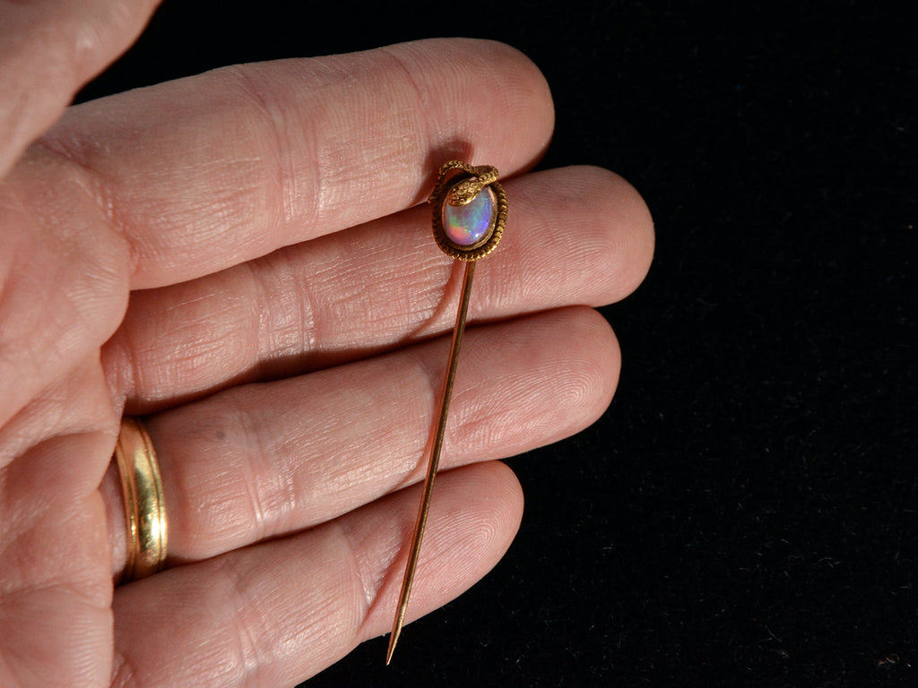 c1890 Snake Opal Pin (on hand for scale)