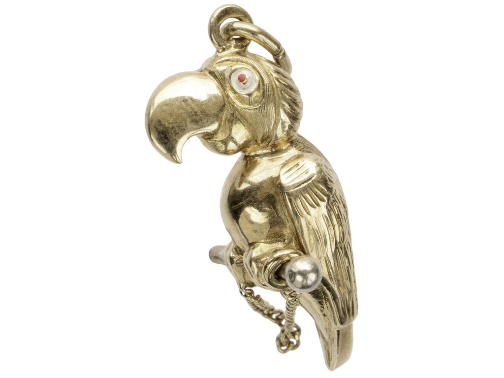 c1980 Gold Parrot Charm (on white background)