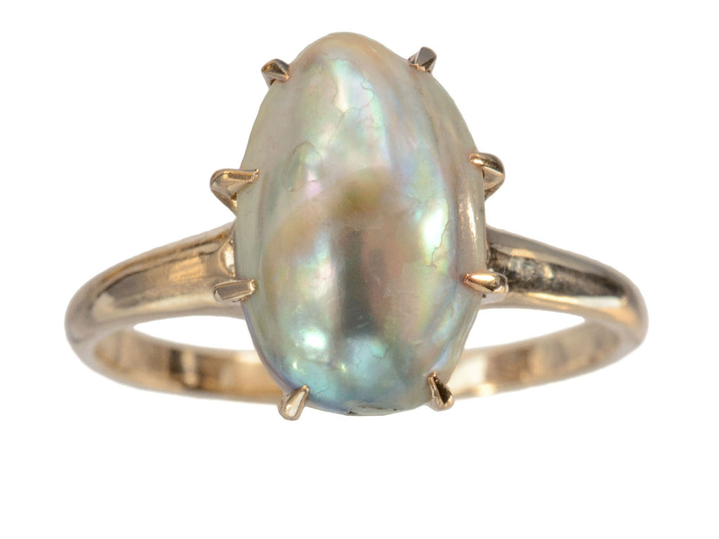 c1900 Blister Pearl Ring (on white background)