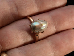 c1900 Blister Pearl Ring (on finger for scale) 